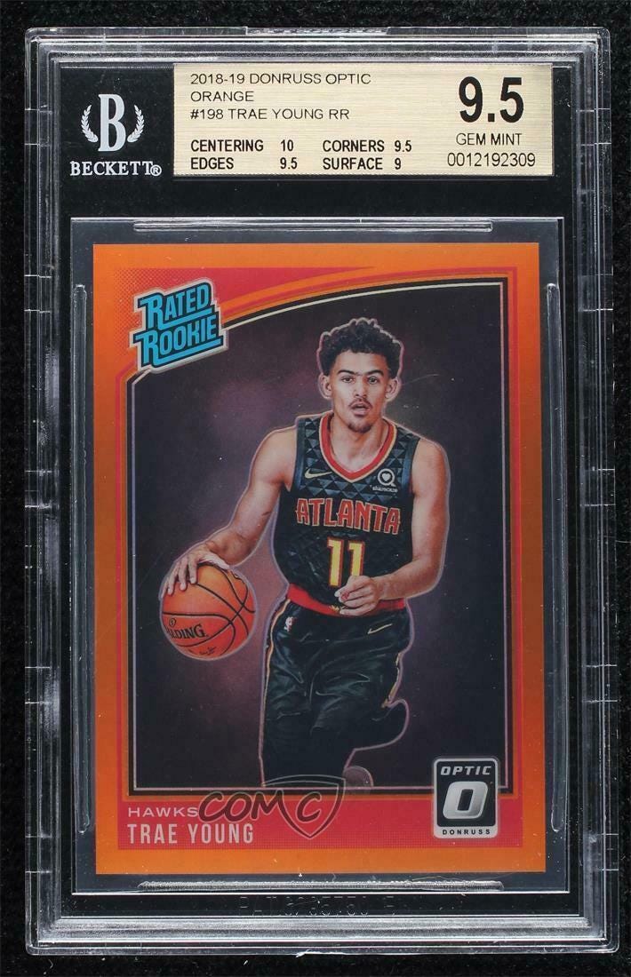 Image 1 - 2018-19 Donruss Optic Rated Rookies Orange Prizm /199 Trae Young BGS 9.5 Rookie