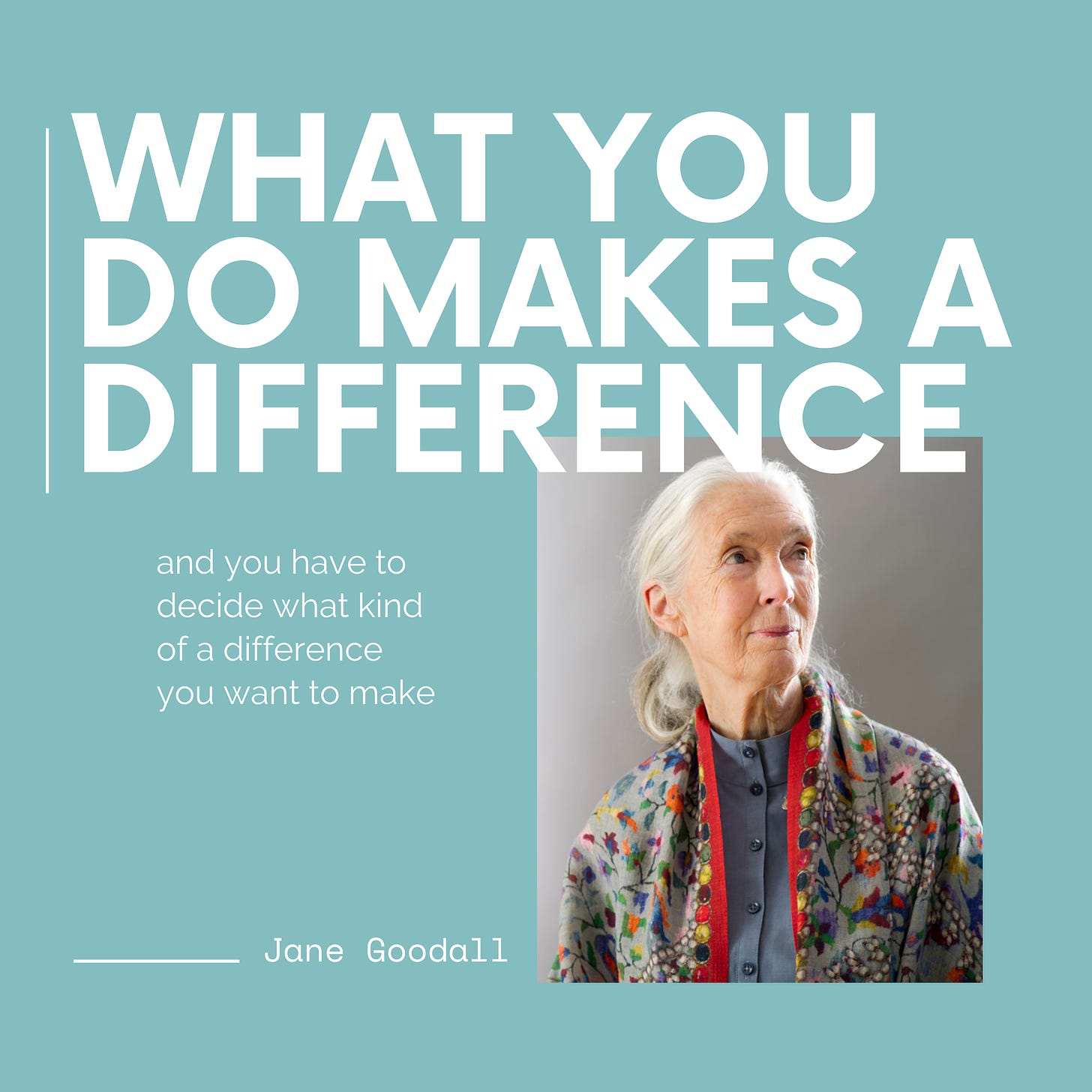 Quote: "What you do makes a difference and you have to decide what kind of difference you want to make." - Jane Goodall
