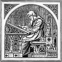 Illustration of a scribe writing