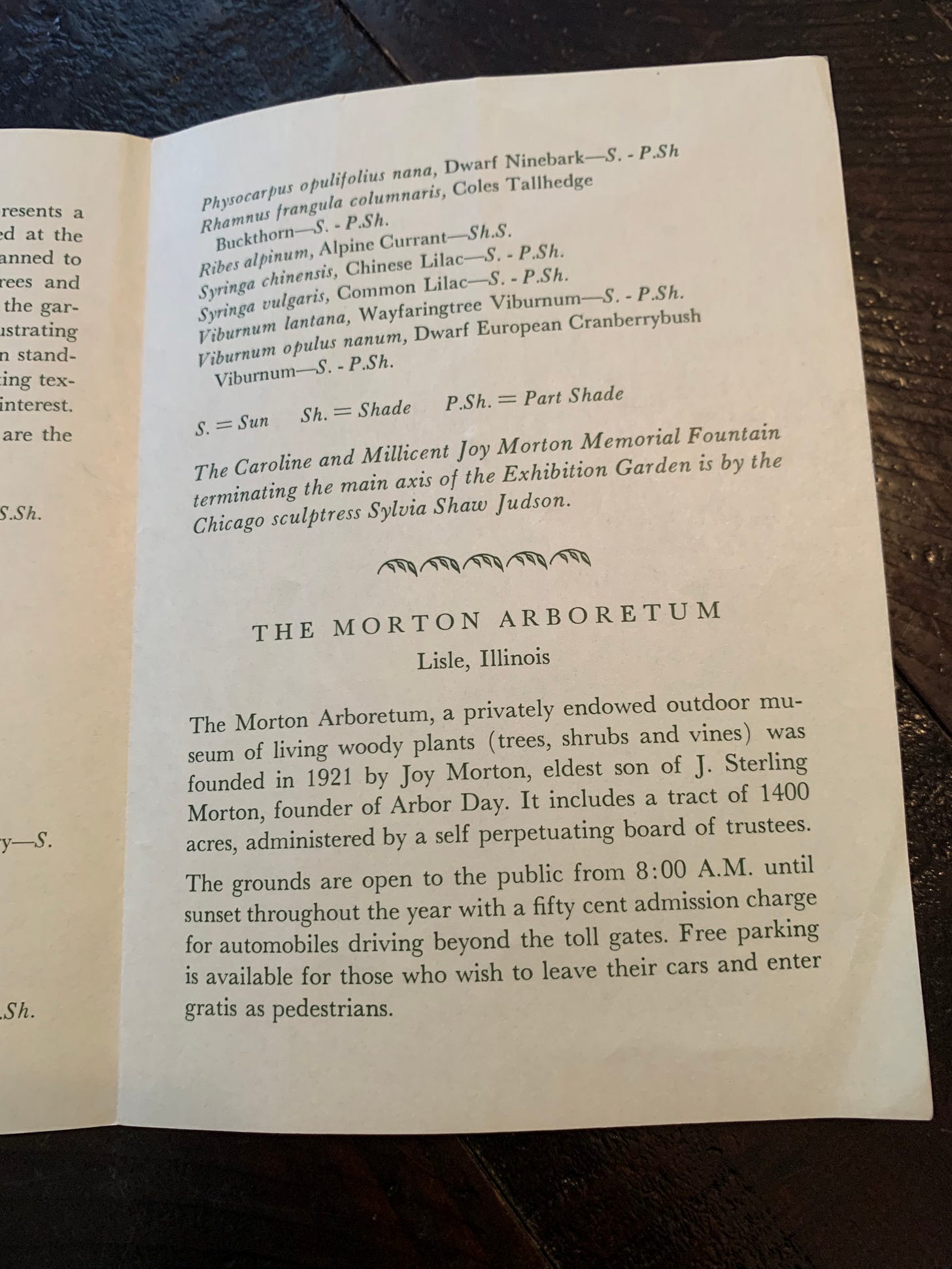 Remainder of the plants used in the hedge garden exhibit are listed along with a brief description of the Morton Arboretum.