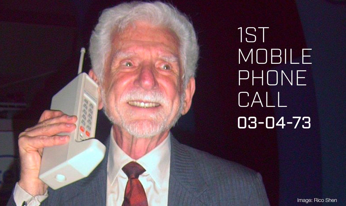 RTCSTEM on Twitter: "The first mobile phone call was made #onthisday in  1973 by Martin Cooper using a prototype of what would become the Motorola  DynaTAC 8000X. #didyouknow the phone weighed 2.5lb? #