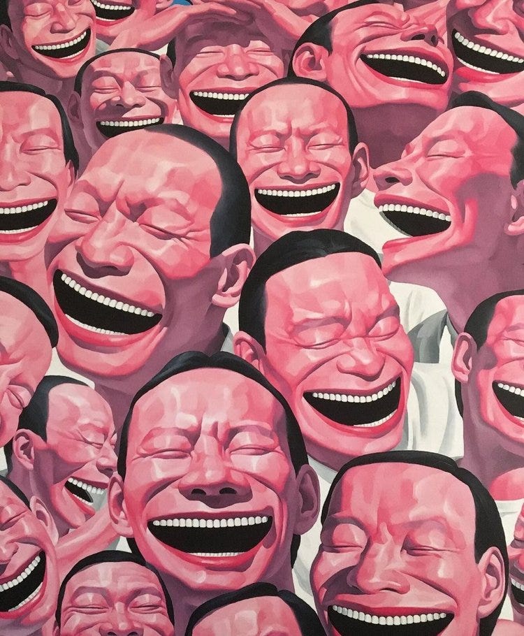 yueminjun-chineseart-art-painting-chineseculture-culture-laughing-pink-pinkskin-culturalrevolution-history
