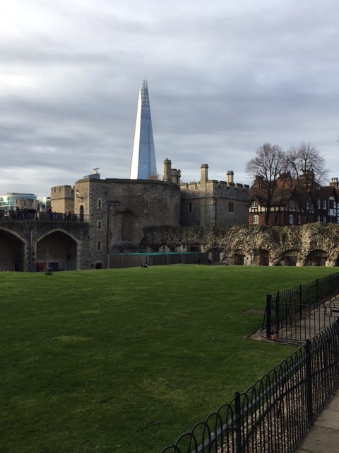 The Shard rising up behind The Tower of London