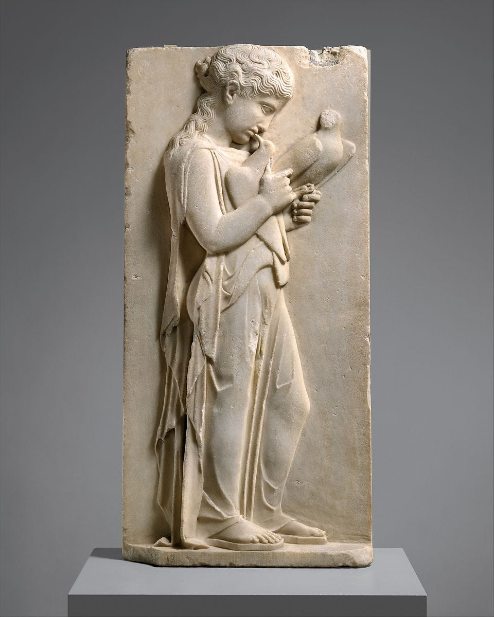 Marble grave stele of a little girl