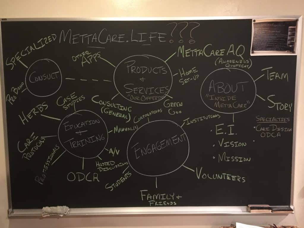 Chalkboard with MettaCare explorations.
