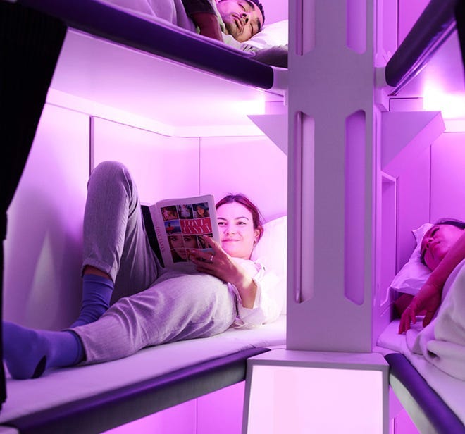 Air New Zealand in June 2022 announced its "Skynest" concept, which features six full-length sleeping pods. It will be among several new offerings included on its new Boeing 787 Dreamliners expected to enter into service in 2024.