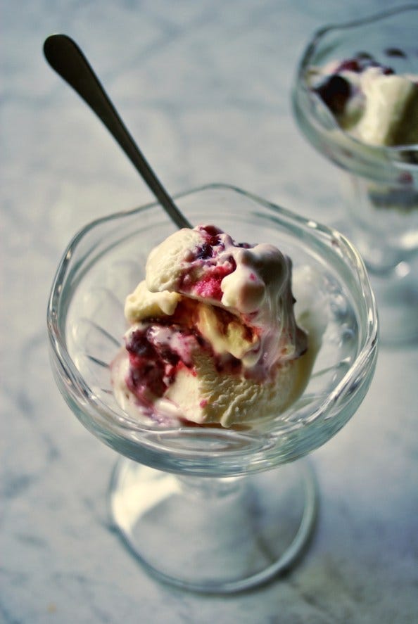 no-churn cherry ripple ice cream