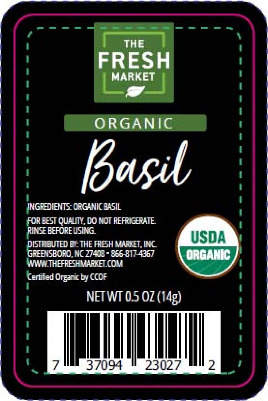 Food Label for recalled basil