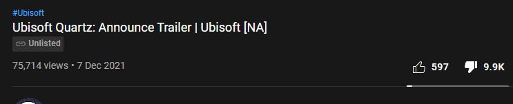 r/fuckepic - NFT Ubisoft announcement going so well that they had to unlist it from Youtube