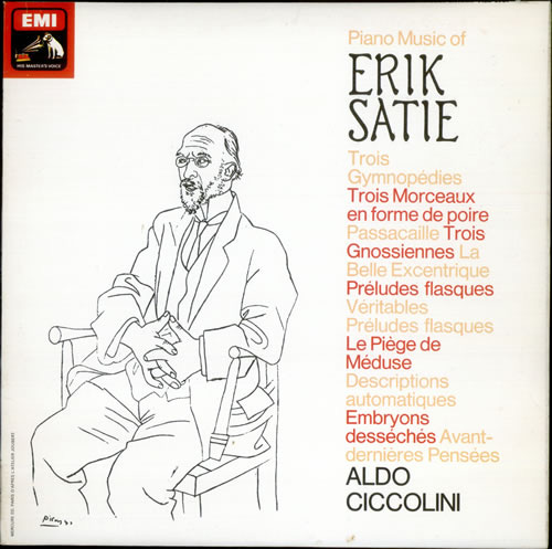 The Piano music of Erik Satie. Aldo Ciccolini. Album sleeve