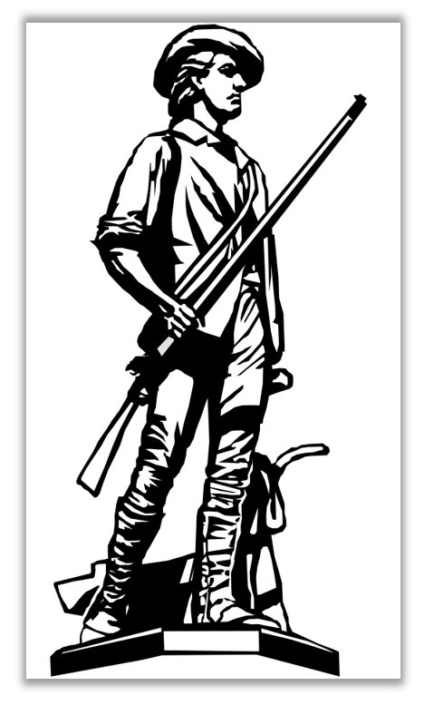 Black and white sketch of a Minuteman from the American Revolution