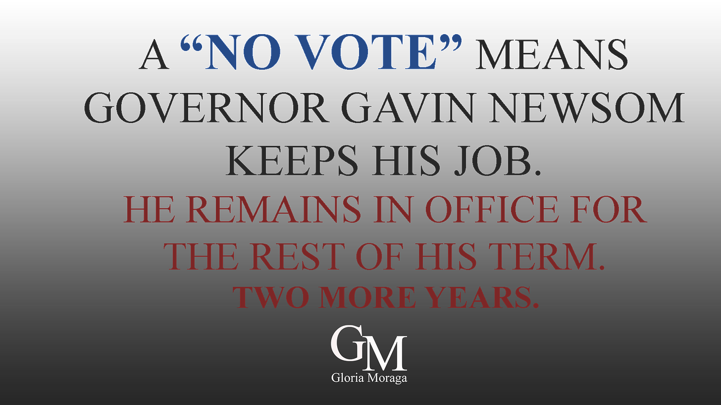 A NO Vote Means Governor Gavin Newsom Keeps His Job