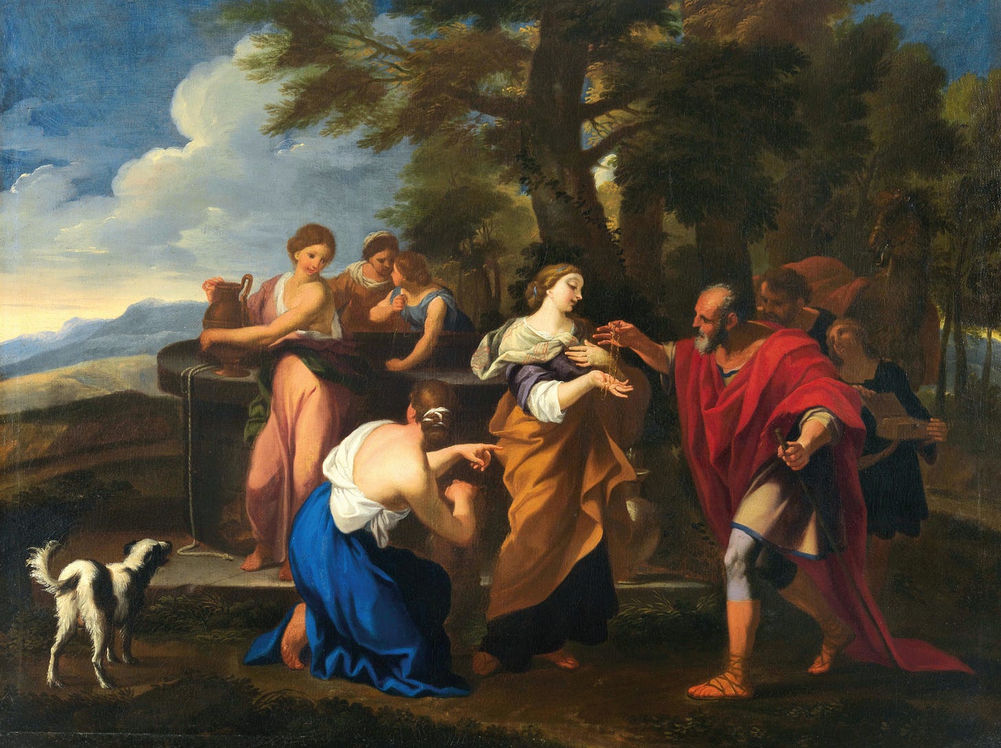 Rebecca at the well by Workshop of Luigi Garzi (Italian, 1638-1721)