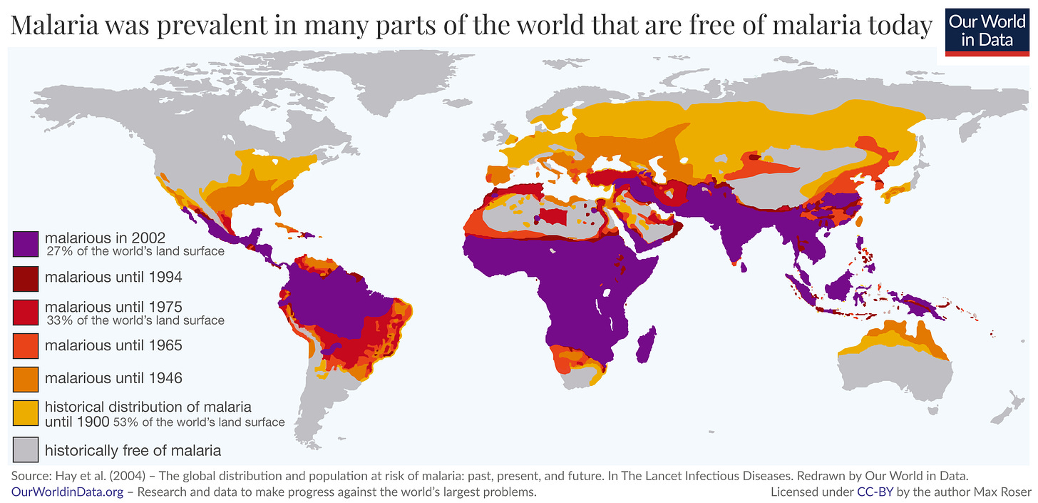 Previous prevalence of malaria world map 1
