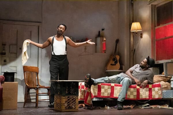 &ldquo;She&rsquo;s a national treasure for us,&rdquo; said Corey Hawkins, left, who is starring opposite Yahya Abdul-Mateen II in a revival of Parks&rsquo;s Pulitzer-winning &ldquo;Topdog/Underdog&rdquo; on Broadway.