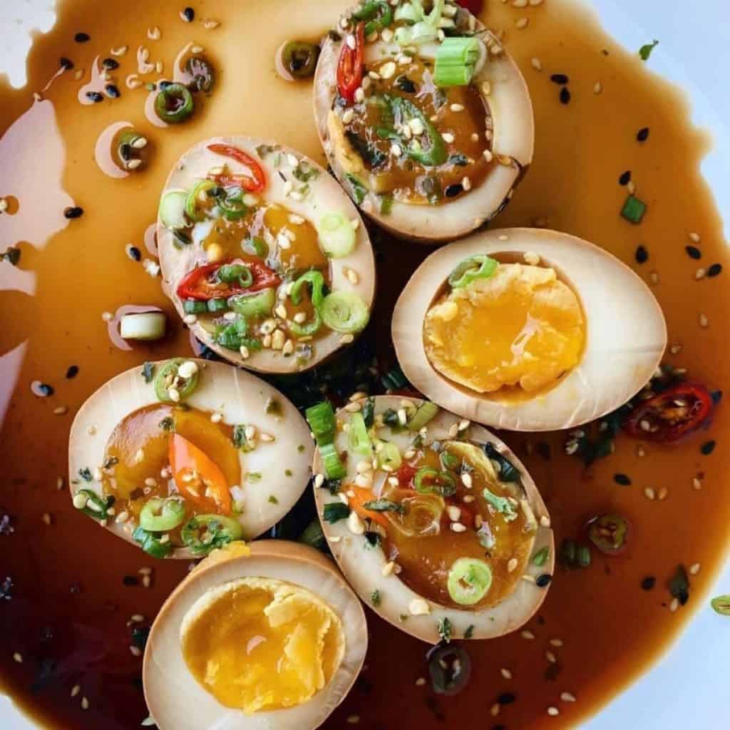 Addictive eggs marinated in soy