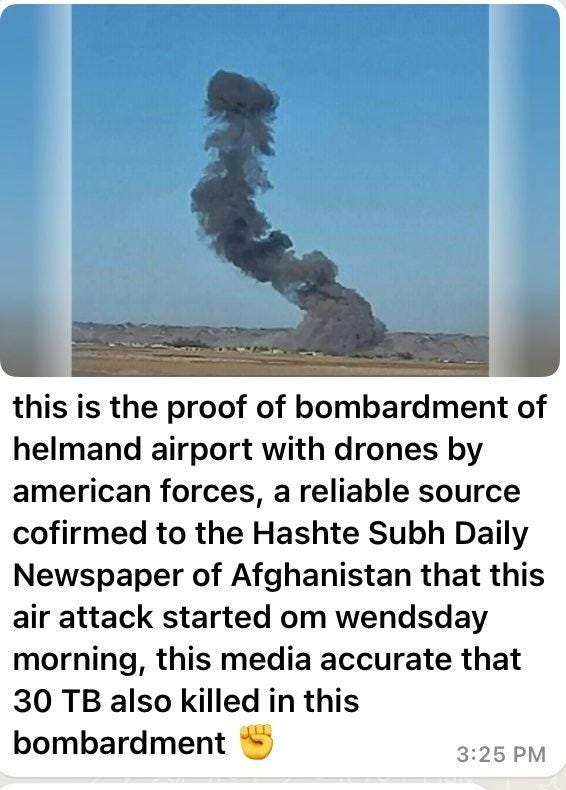 Photo shared on social media claiming to depict the explosion at Shurab Airport.