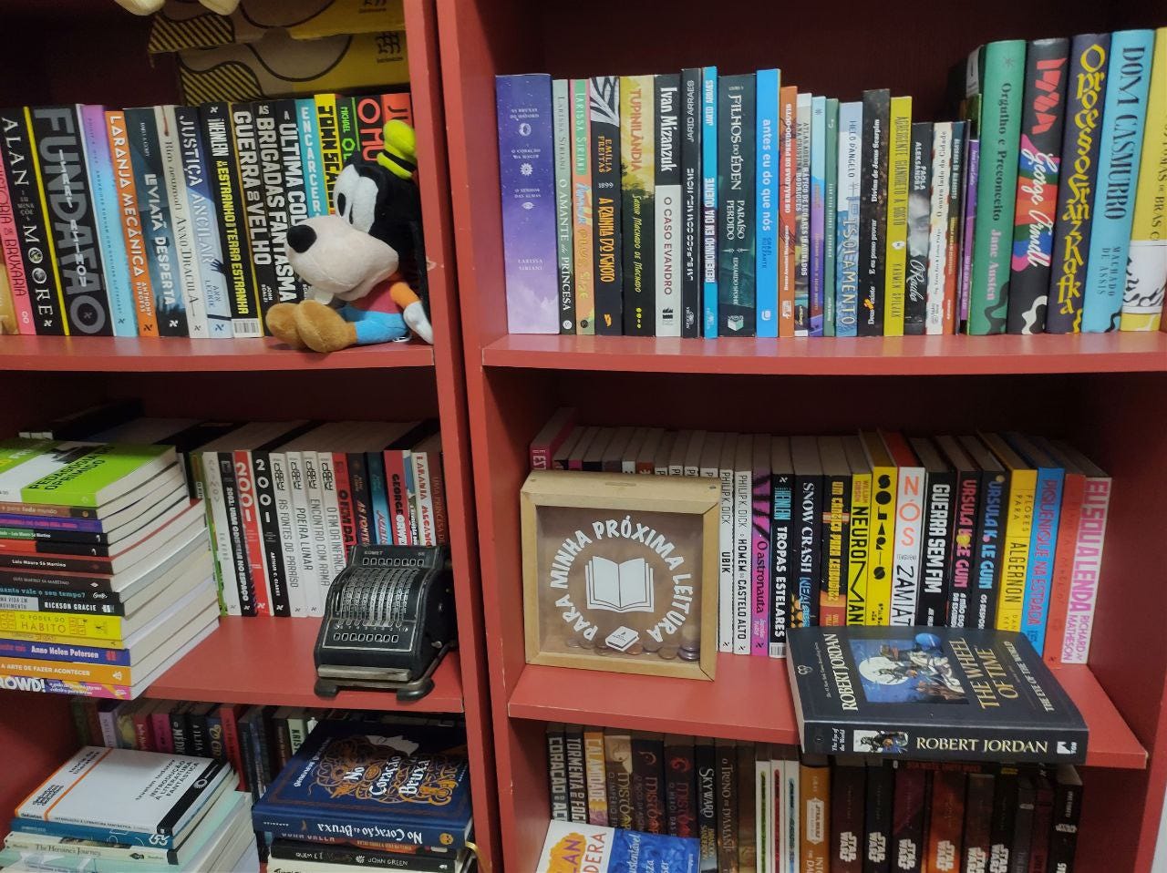 Foto das minhas estantes com diversos livros