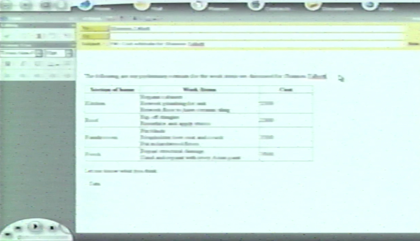A screen shot of a new product shown at the event. It looks like an email message. There is a toolbar and another window showing a word processing tool.