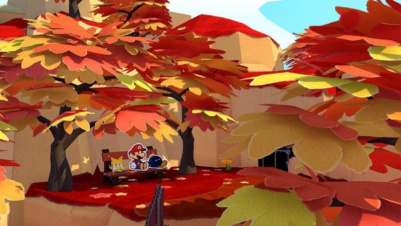 Olivia, Mario, and “Bobby” take a bench break and admire the autumn foliage.