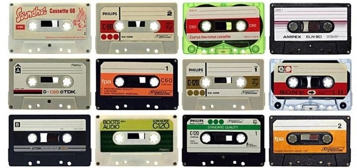 collage of old cassette tapes
