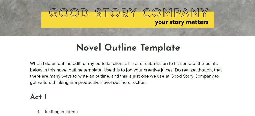 Good Story Company Novel Outline Template