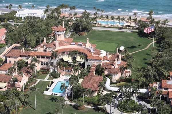 Former President Donald J. Trump said F.B.I. agents had searched Mar-a-Lago, his private club and residence in Florida, and broken open a safe.