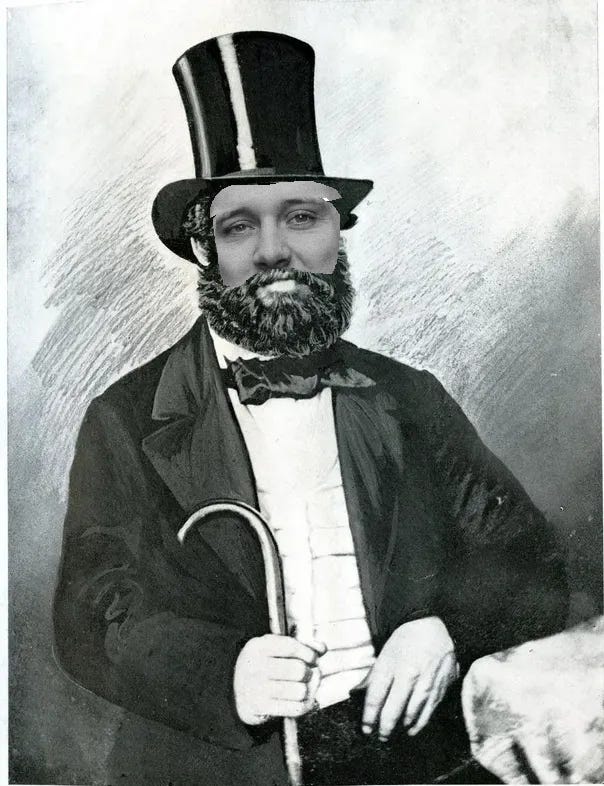 The previous image altered to include the author's face.