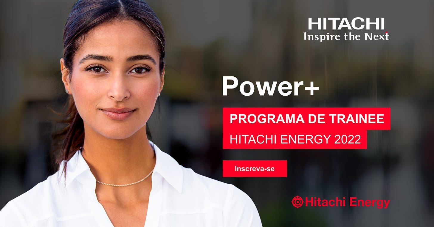 Hitachi. Inspire the Next. Power+ Programa de Trainee Hitachi Energy 2022. Inscreva-se. Jovem de cabelos escuros, longos e presos em rabo de cavalo sorri discretamente para a foto. Ela usa uma camisa branca de botão e um colar discreto.