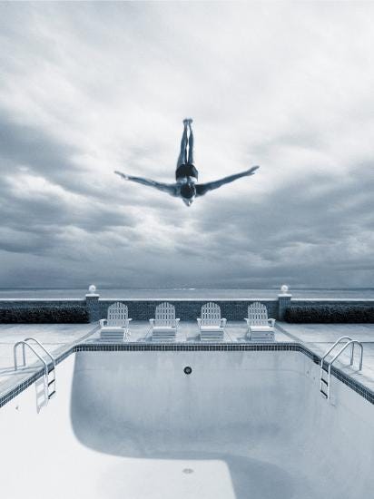 'Man Diving Into an Empty Pool' Photographic Print - Joseph Hancock | AllPosters.com