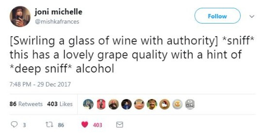 Screenshot of a funny tweet about wine