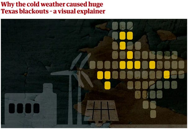 Cover of Guardian Story "A visual explainer of the Texas Blackouts"