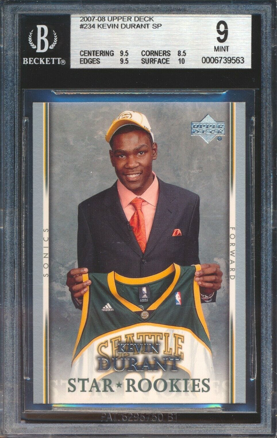 Image 1 - KEVIN-DURANT-2007-08-Upper-Deck-Star-Rookies-234-RC-Rookie-SP-BGS-9-MINT