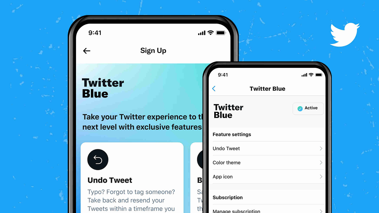 Twitter Blue on a phone