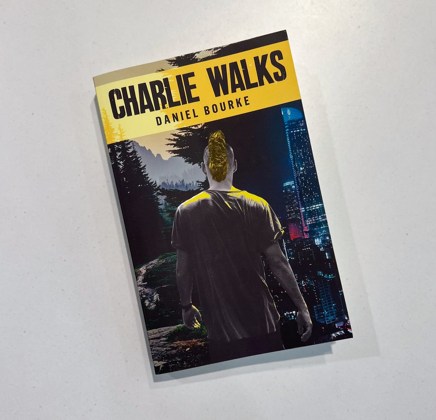 copy of Charlie Walks: A Novel on a kitchen bench