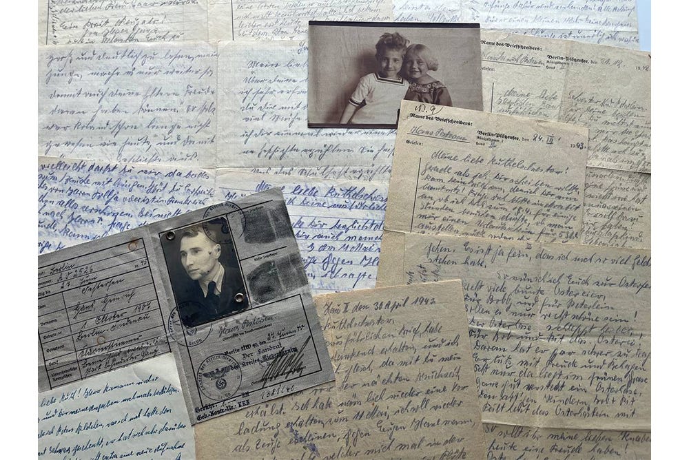 A compilation of handwritten documents and photos.