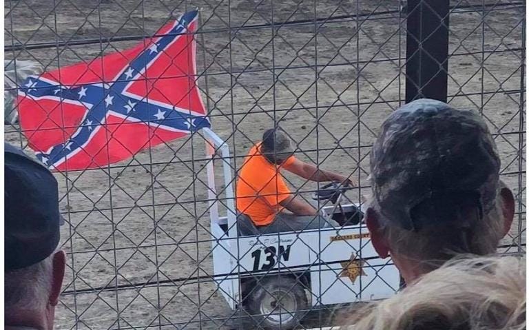 A Confederate flag flown during the 2021 Kandiyohi County Fair has been denounced by the Kandiyohi County Sheriff's Office and the Kandiyohi County Fair Board Association.

Photo courtesy of the Kandiyohi County Sheriff's Office. 