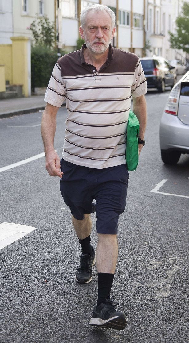 As Jeremy Corbyn steps out in shorts, black socks and trainers - our style  editor's verdict - Dinah van Tulleken - Mirror Online
