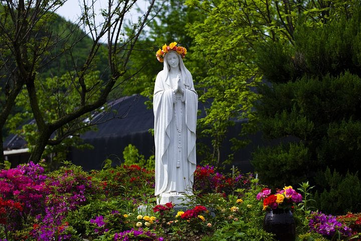 Mary, Statue, Garden, Mother Mary