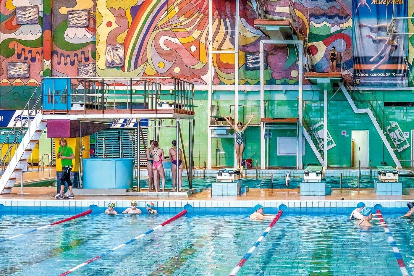 Soviet mosaic inside the ‘Olymp’ swimming pool in Tolyatti