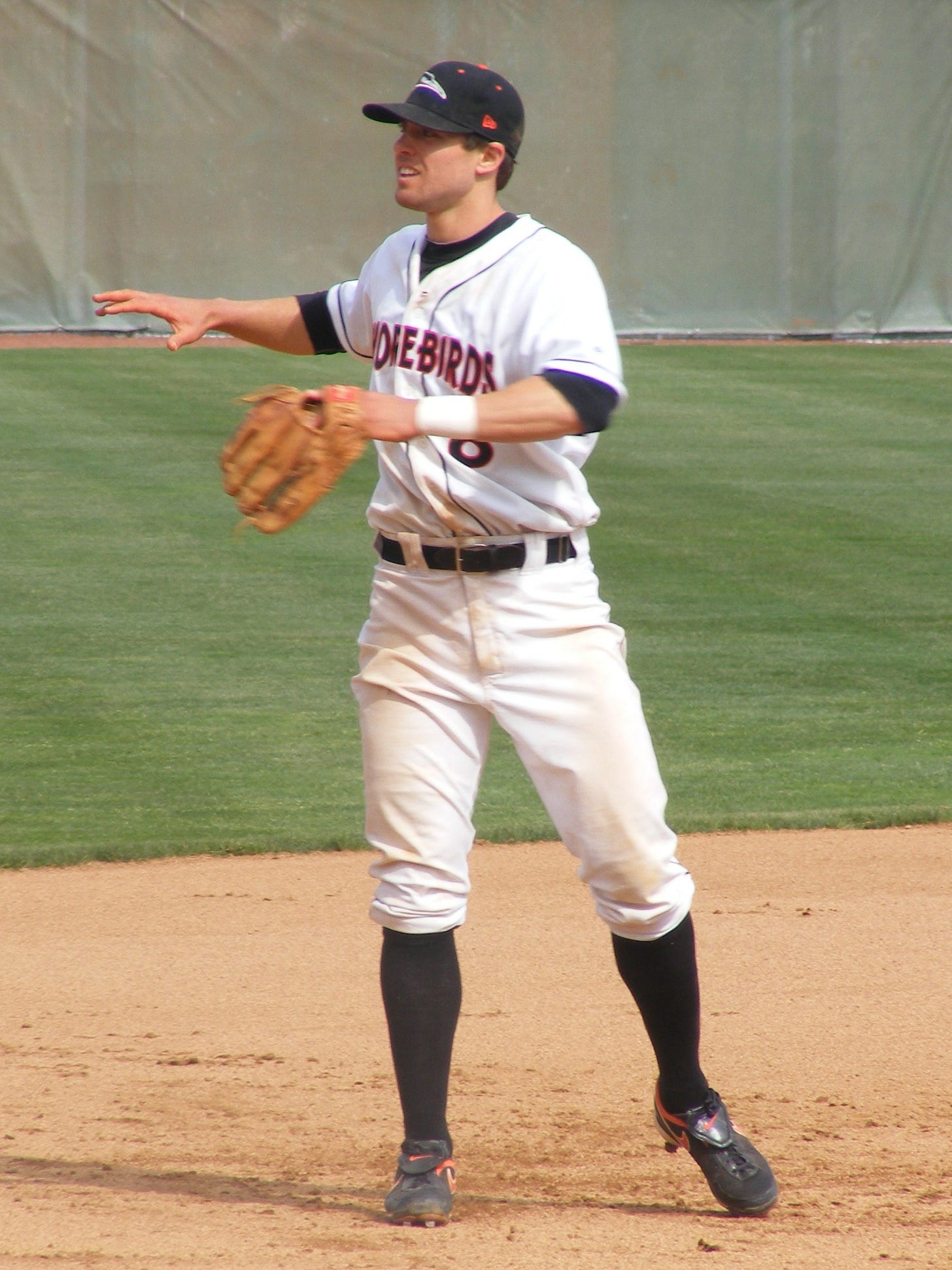 Tyler Kolodny stretches out between innings of last Sunday's game against Hagerstown. Photo by Kimberley Corkran.