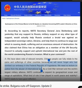 Ukraine, China UN Mission on NATO sense of morality
