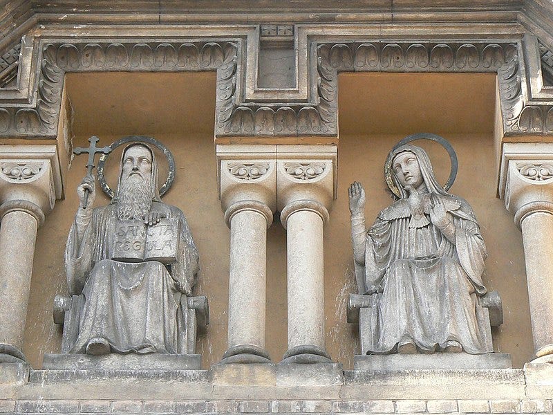 File:Prague-Smichov-St Gabriel Church-Saint Benedict and Saint Scholastica 2.jpg