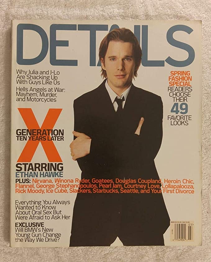 Ethan Hawke - Generation X: 10 Years Later - Details Magazine - March 2002 - Hells Angels article - No Address Label!