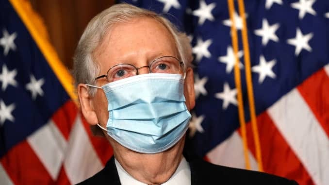 U.S. Senate Majority Leader Mitch McConnell attends a news conference with Republican leaders at the U.S. Capitol in Washington, U.S., December 8, 2020.