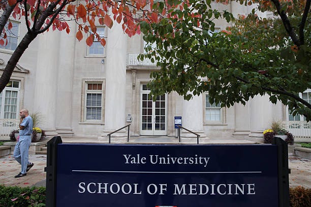 Scene outside the Sterling Hall of Medicine near Yale New Haven Hospital in New Haven, Connecticut. Officials say that Yale-New Haven Hospital is...