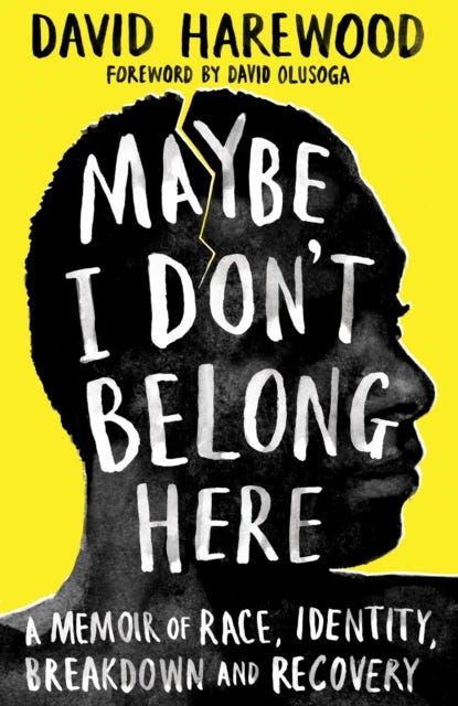 Book cover for "Maybe I don't belong here" by David Harewood