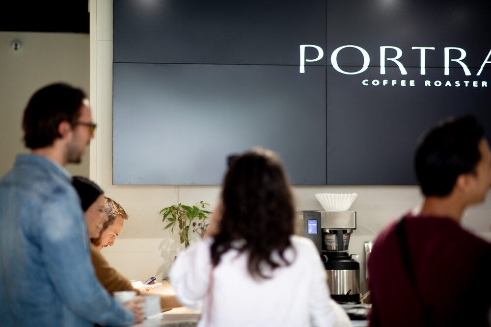 Attendees of the Portrait Coffee Roasters pop-up  enjoyed  free coffee.