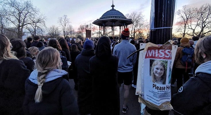 In photos: Vigil for Sarah Everard at the Clapham Common bandstand
