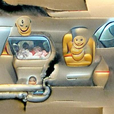 A safer car (baby smiling in back seat)